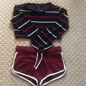 Bundle of two (Crop long sleeve top + shorts)